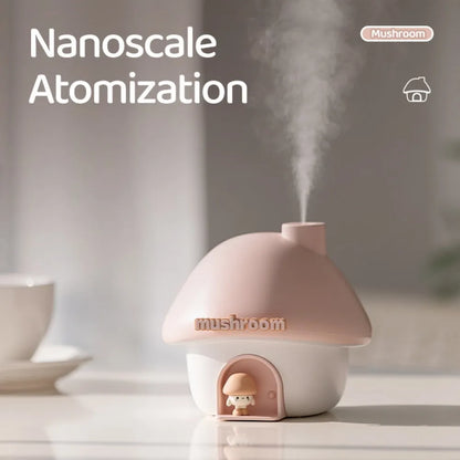 Cartoon Air Humidifier 300Ml Mini Essential Oil Aroma Diffusers Colorful Lighting Cute Mushroom House Home Ultrasonic Humidifier
