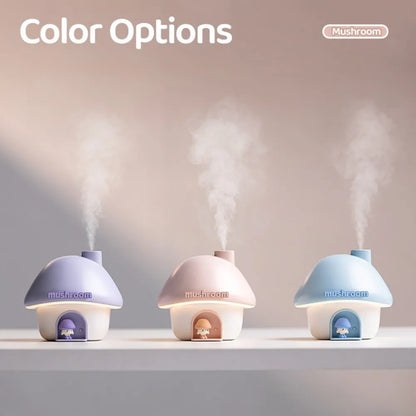 Cartoon Air Humidifier 300Ml Mini Essential Oil Aroma Diffusers Colorful Lighting Cute Mushroom House Home Ultrasonic Humidifier